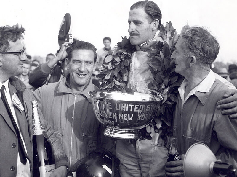 Celebrating victory in 1964 US Grand Prix at Watkins Glen. 4.10.64 copy